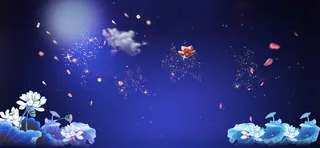 大气花瓣科技蓝色banner背景高清