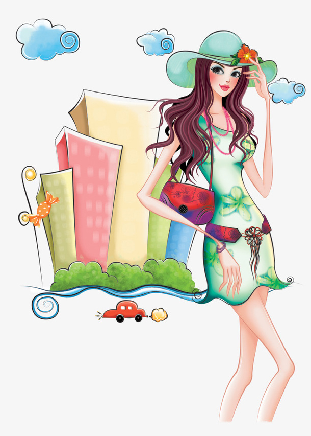 韩国时尚人物插画png图片免抠