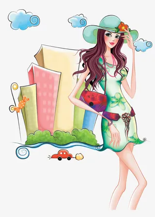 韩国时尚人物插画png图片免抠