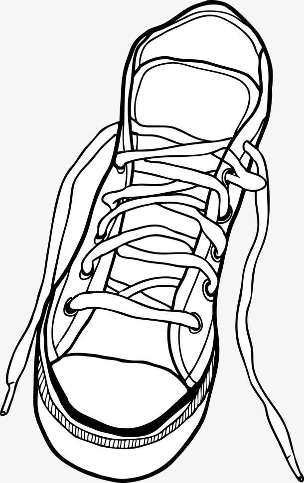 黑色帆布鞋素描图免抠