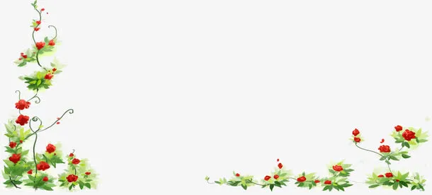 手绘花卉边框素材免抠