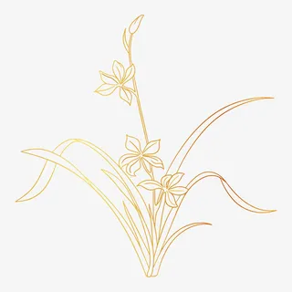 烫金兰花花卉素材免抠