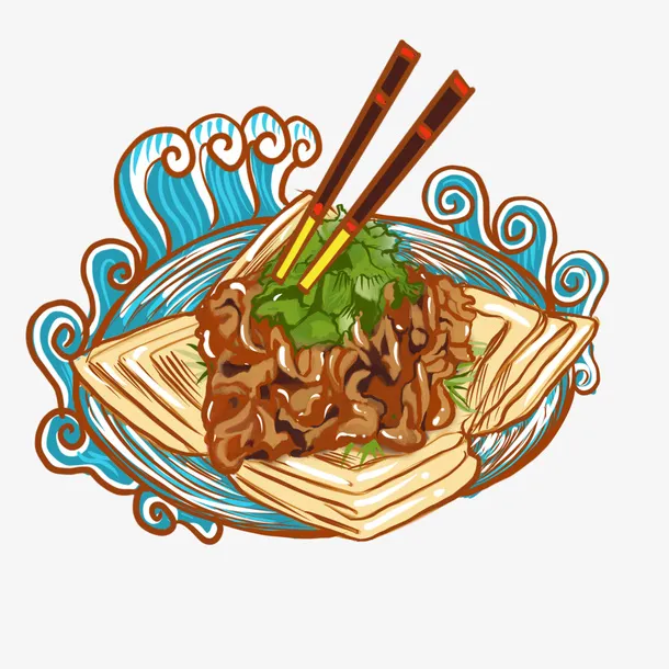 国潮风豆腐装饰图案免抠