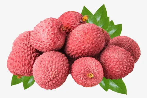 红色新鲜带叶子的荔枝实物免抠 红色新鲜带叶子的荔枝实物免抠