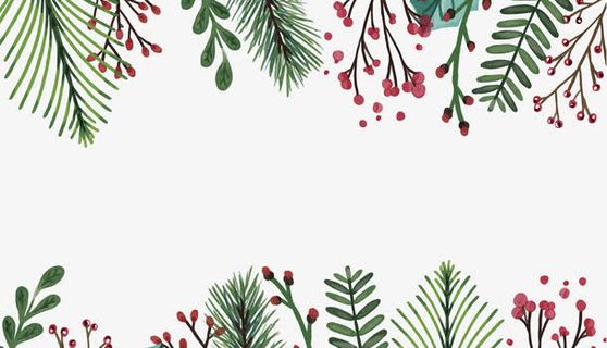 矢量圣诞树叶花边免抠