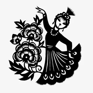 戏剧女孩剪影免抠