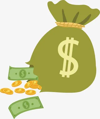 钱币包裹矢量免抠