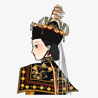 返头的清朝美貌女人矢量免抠图免抠