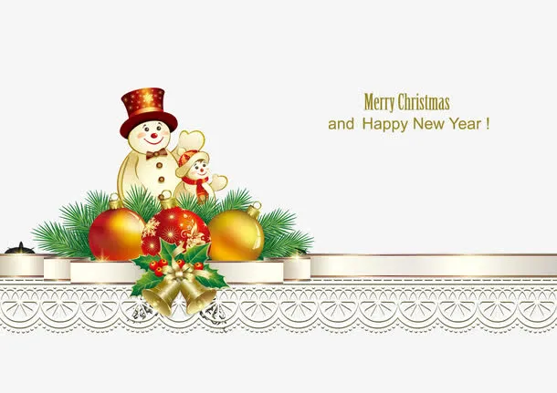 雪人新年贺卡矢量素材免抠
