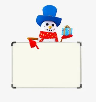 一雪人指着白板免抠