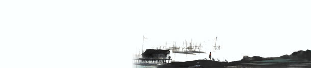 中国风水墨房屋背景banner