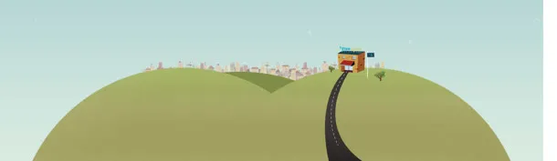 手绘创意小路房屋免抠