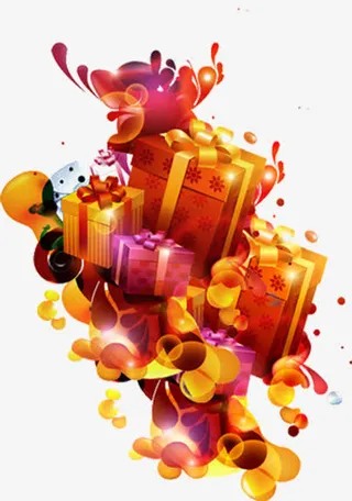 手绘彩勾连涉及光效海报免抠