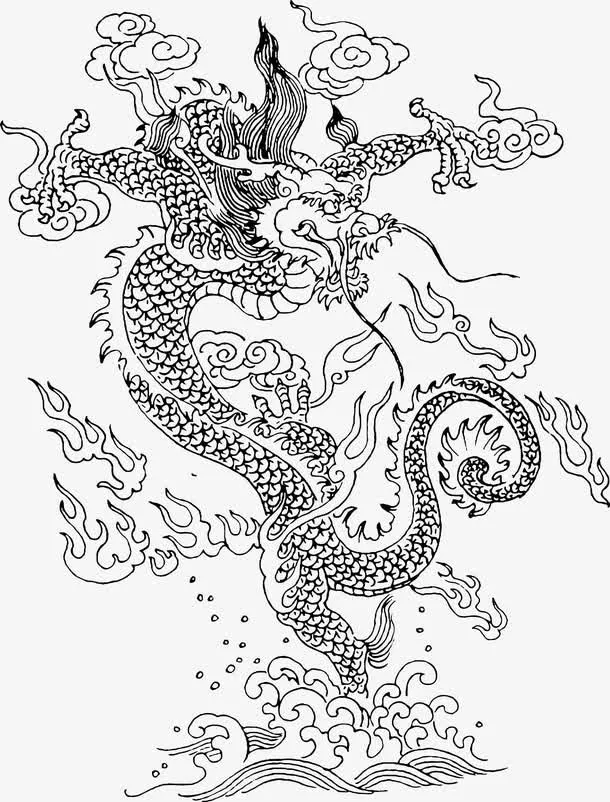 龙凤纹样手绘矢量图免抠