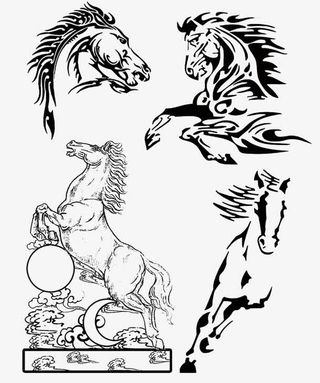 简笔画骏马免抠
