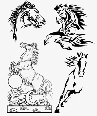 简笔画骏马免抠