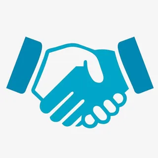 握手合作LOGO蓝色免抠