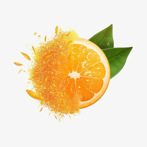 卡通橙汁喷溅免抠