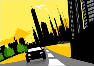 城市交通剪影背景模板高清