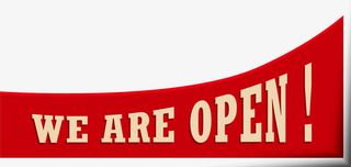 红色营业中字母标签免抠