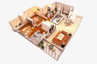 两室一厅装修效果图免抠