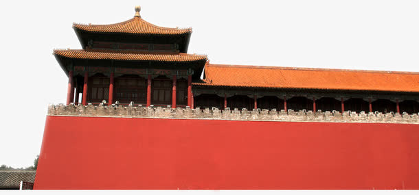 红色皇宫城墙宽屏免抠