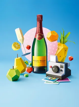 蓝色渐变卡通红酒免抠