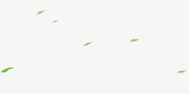 绿色漂浮动感落叶免抠