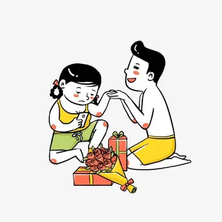 殷勤的男友，低头玩手机的女孩免抠