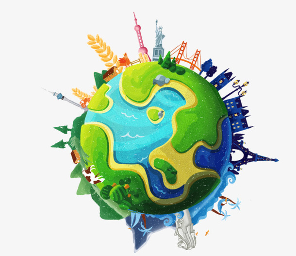 地球手绘环保素材免抠