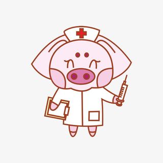 卡通粉色小猪护士免抠