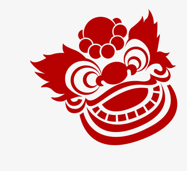 红色春节舞狮元素免抠