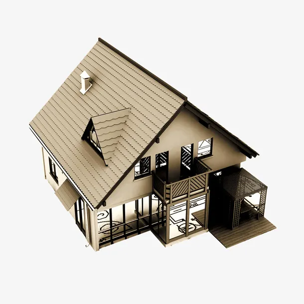 灰色屋顶的和氏木质建筑房屋免抠