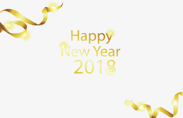 金色螺旋彩带新年海报免抠
