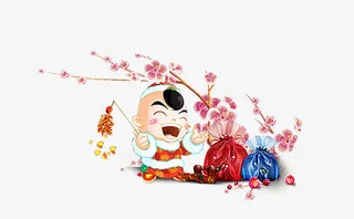 桃花福袋元素免抠