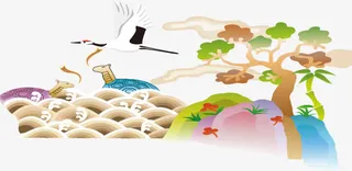 仙鹤吉祥海报PNG矢量素材免抠