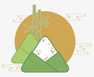 绿色纹理粽子食物元素免抠