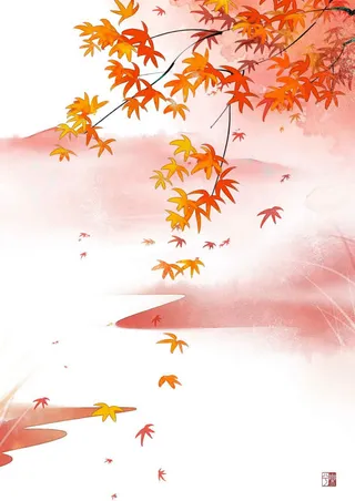 秋意秋叶创意插画免抠
