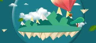 节日狂欢绿色几何立体热气球背景高清