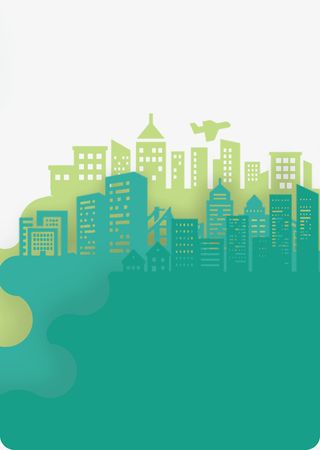 绿色城市剪影01免抠