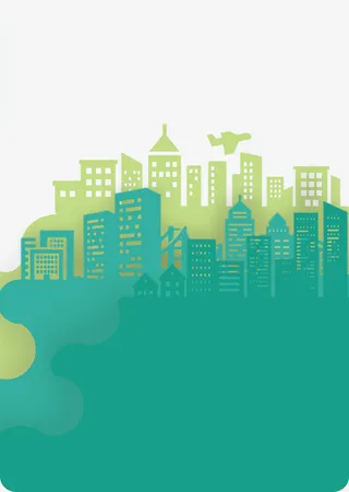 绿色城市剪影01免抠