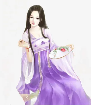 蓝衣刺绣女子古风立绘免抠