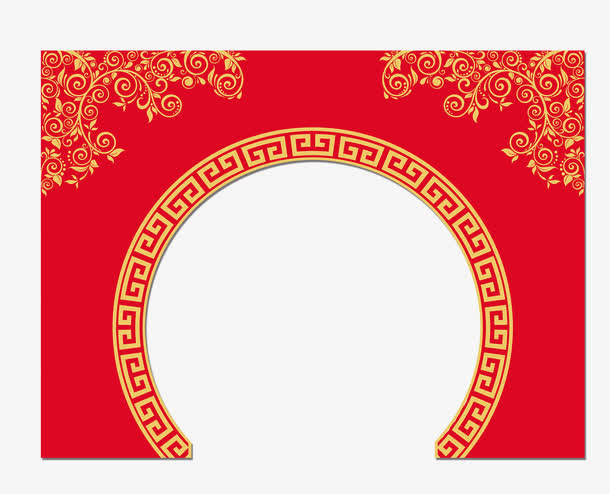 中国风花纹拱门免抠
