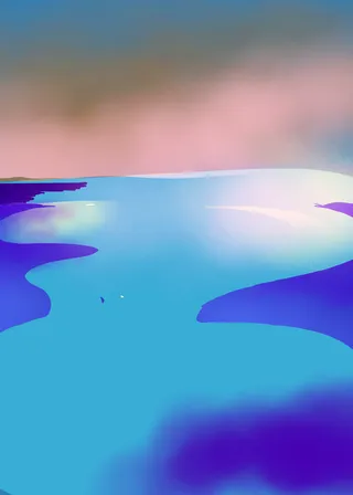 碧水连天河面免抠背景卡通/手绘元素