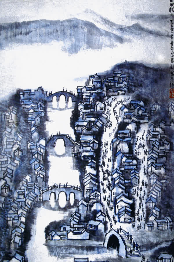 传统国画江南水乡免抠