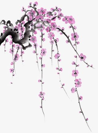 水墨桃花免抠