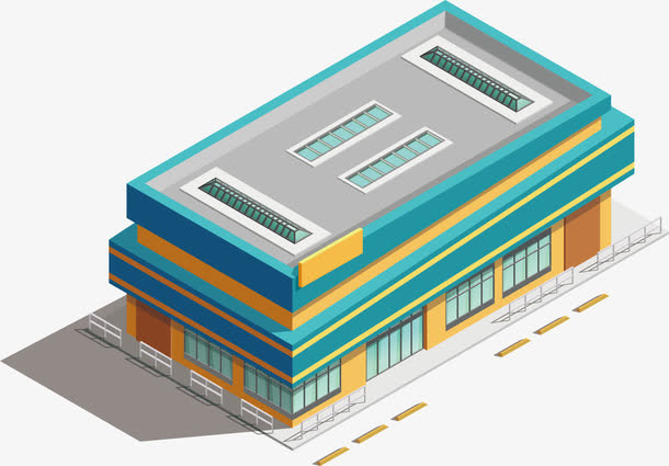 清新体育馆3D地标建筑模型房矢免抠