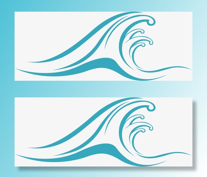 蓝色手绘清新卡通湖水波纹免抠