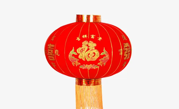 双鱼喜庆红灯笼免抠