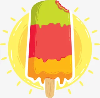 夏日融化的多彩雪糕免抠
